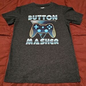Oshkosh Boys Button Masher Gamer Short Sleeve Graphic T-Shirt Blue Size 8 Medium